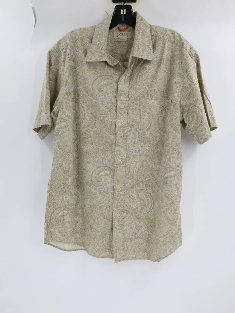Vintage J Crew Shirt Men Medium AOP Paisley Short Sleeve Cotton Button Up Casual